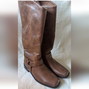 Pierre Dumas Women's Brown Riding Boots - Size 5.5M (NWOT!) Faux Leather Heeled